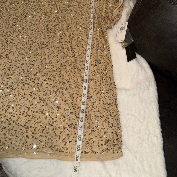 NWT Aidan Mattox Gold Sequin Mini Dress 100% Silk Size 10 - Picture 8 of 12